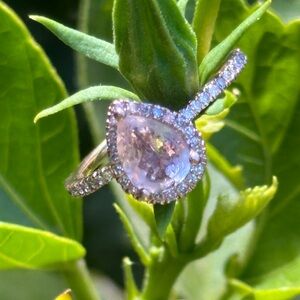 Rose Gold Morganite & Diamond Halo Engagement Ring